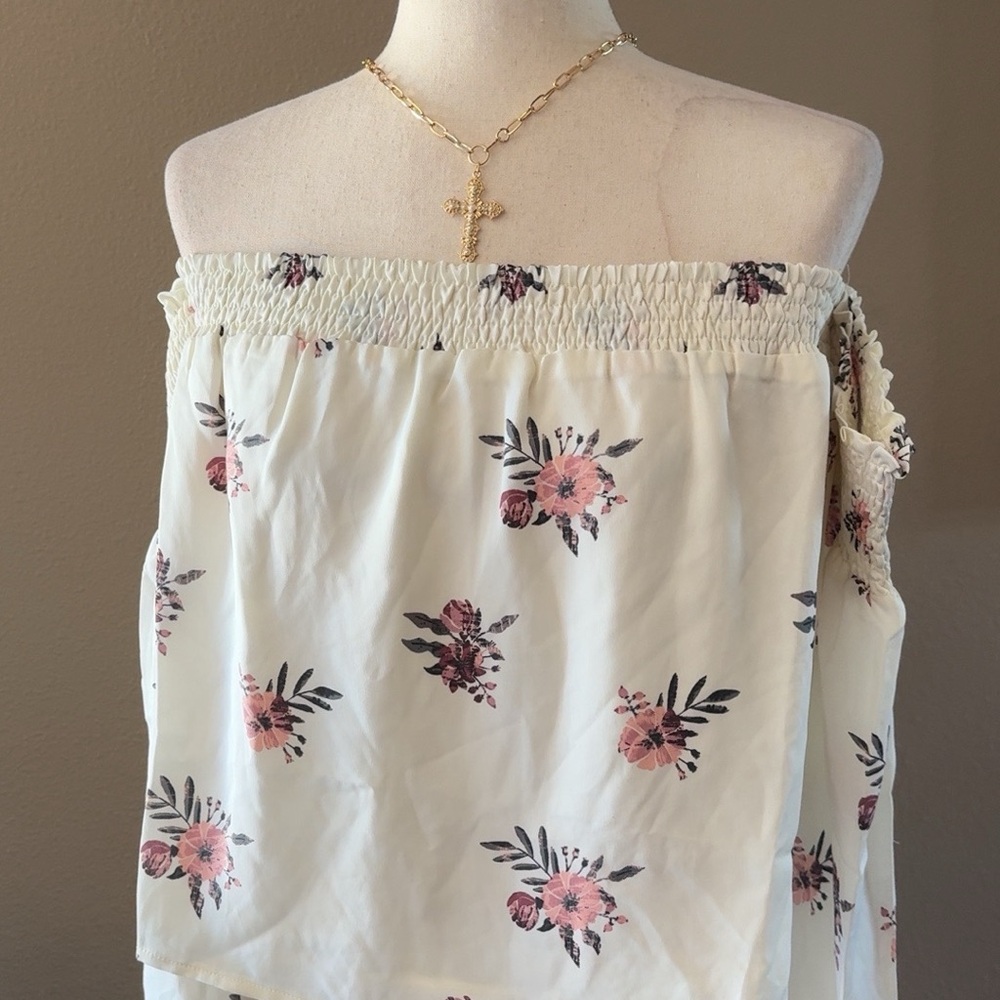 Off the shoulder floral print blouse boho summer style - Picture 9 of 9